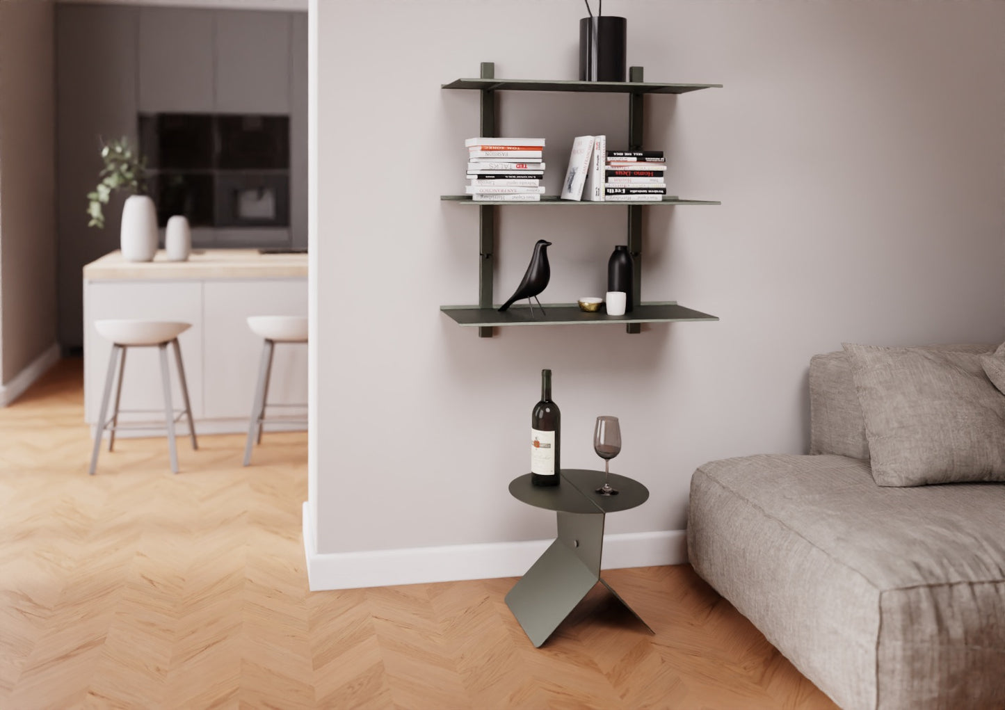 Wandregal Midi 87,5 x 80 cm 3 Böden